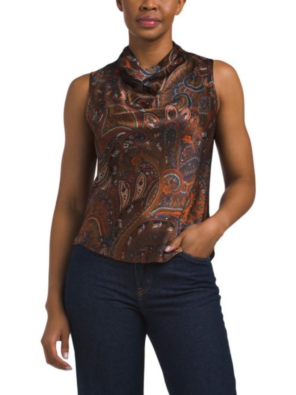 ELIE TAHARI Silk Blend Sleeveless Blouse